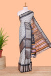 Grey semi dola bandhini saree