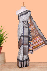 Grey semi dola bandhini saree