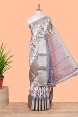 Grey semi dola floral saree