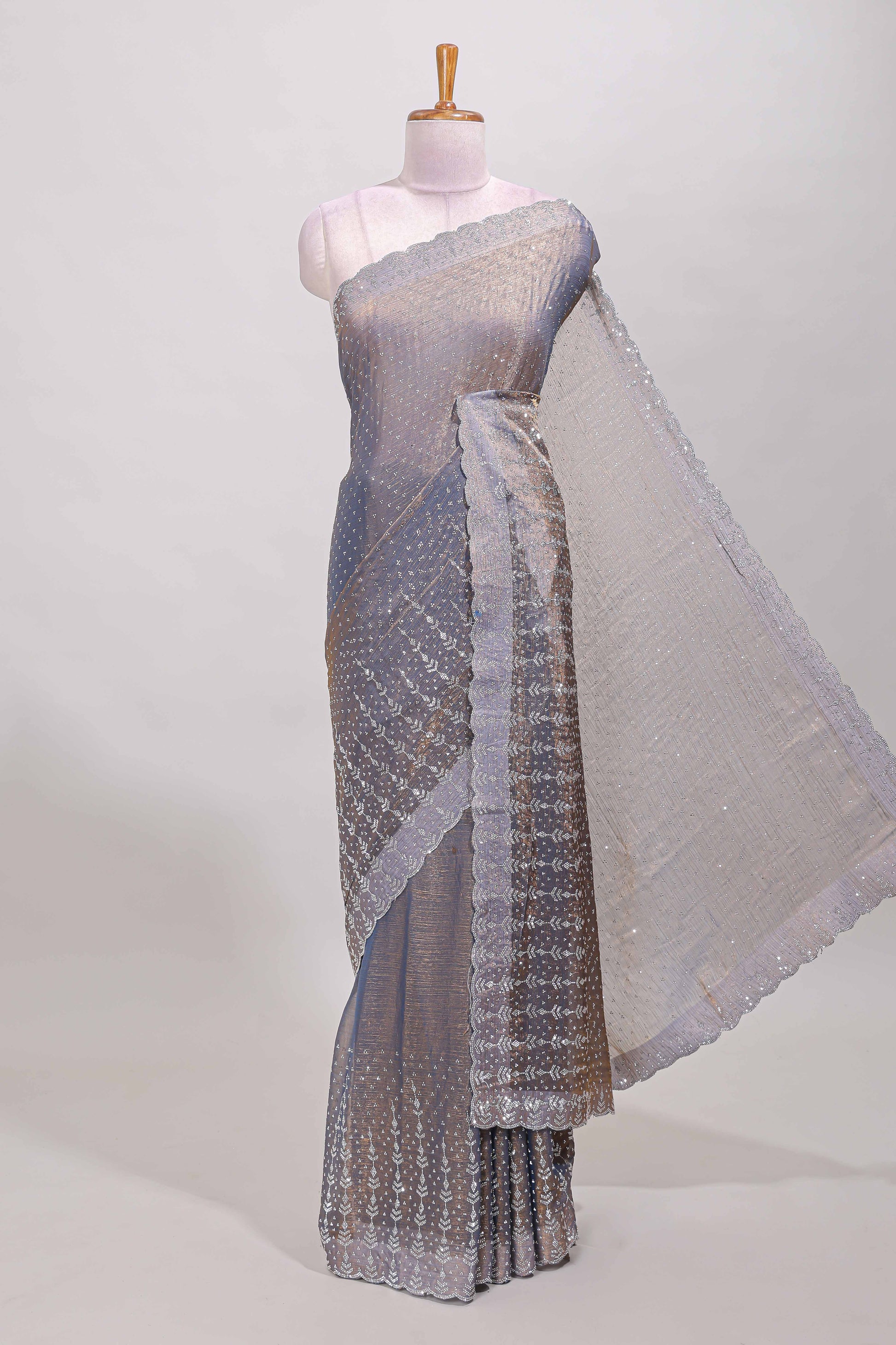 Grey stone designer saree
