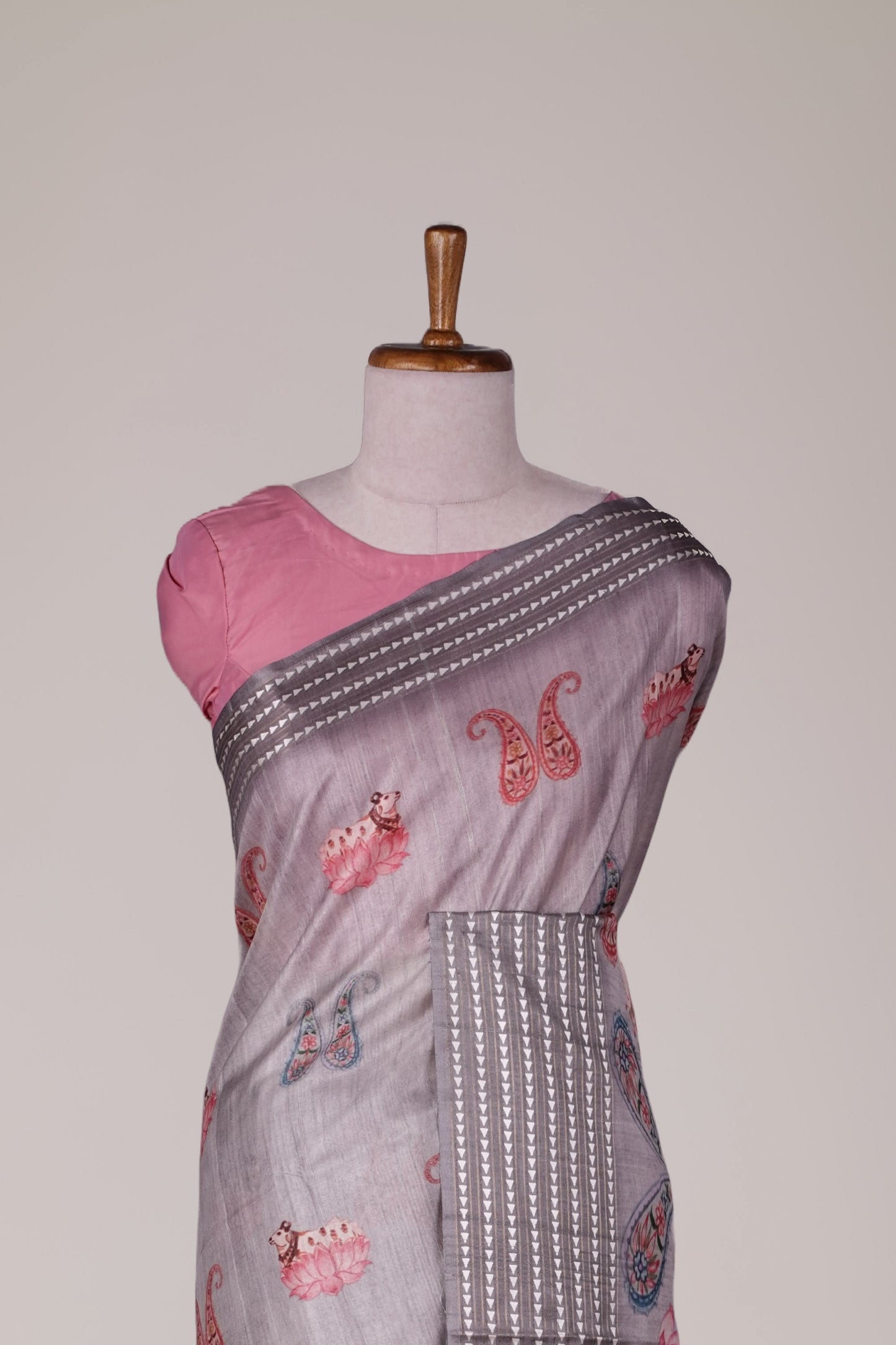Grey tussar soft fabric