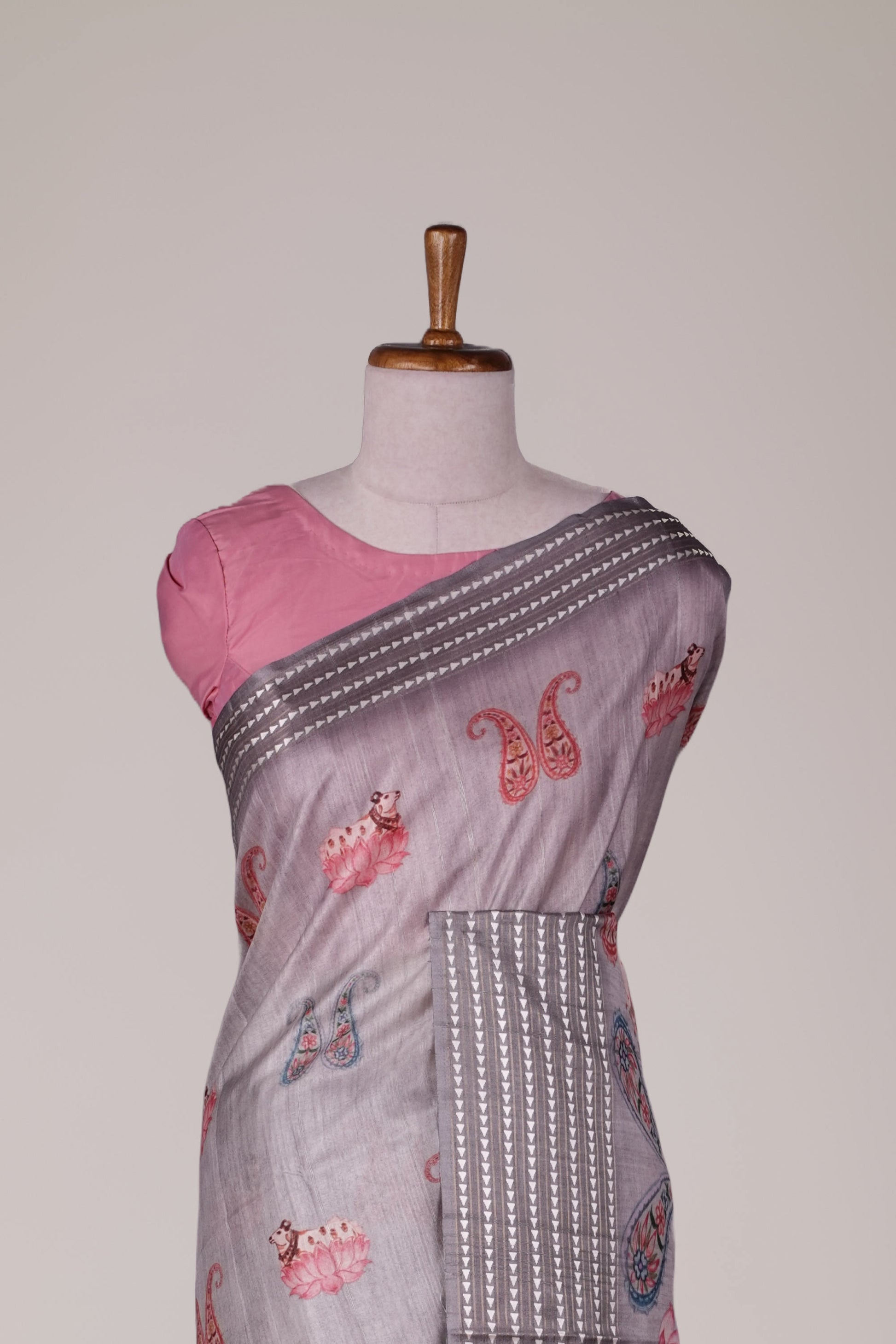 Grey tussar soft fabric