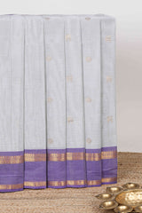 Grey zari butta kanchi cotton saree