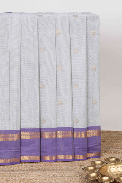 Grey zari butta kanchi cotton saree
