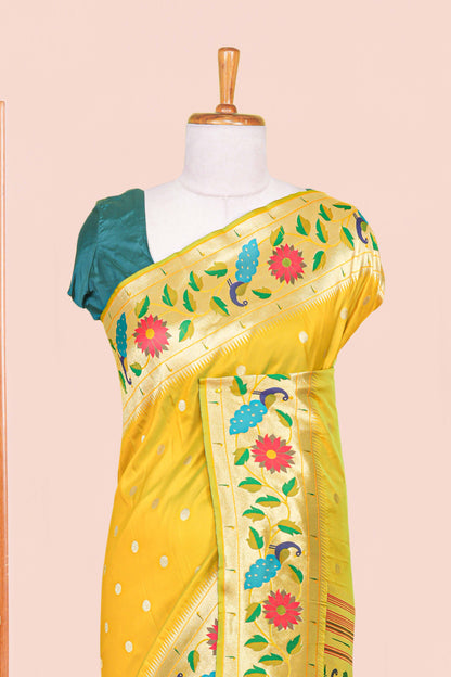 Haldi yellow art silk woven saree