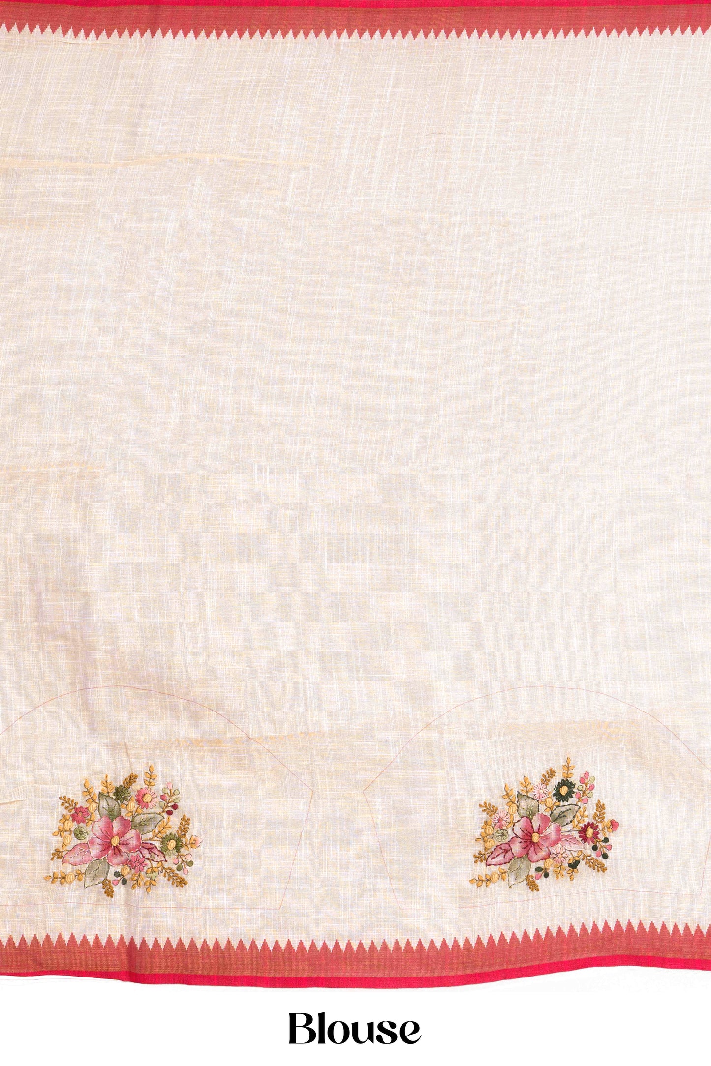 Handcrafted embroidered linen saree with blouse
