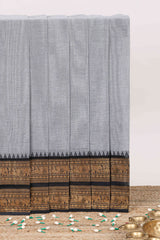 Hash Grey plain chettinad cotton saree