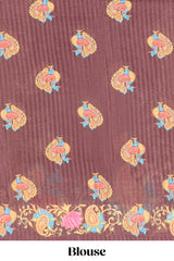 Heritage inspired brown linen saree