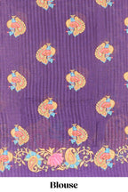 Heritage inspired violet linen saree