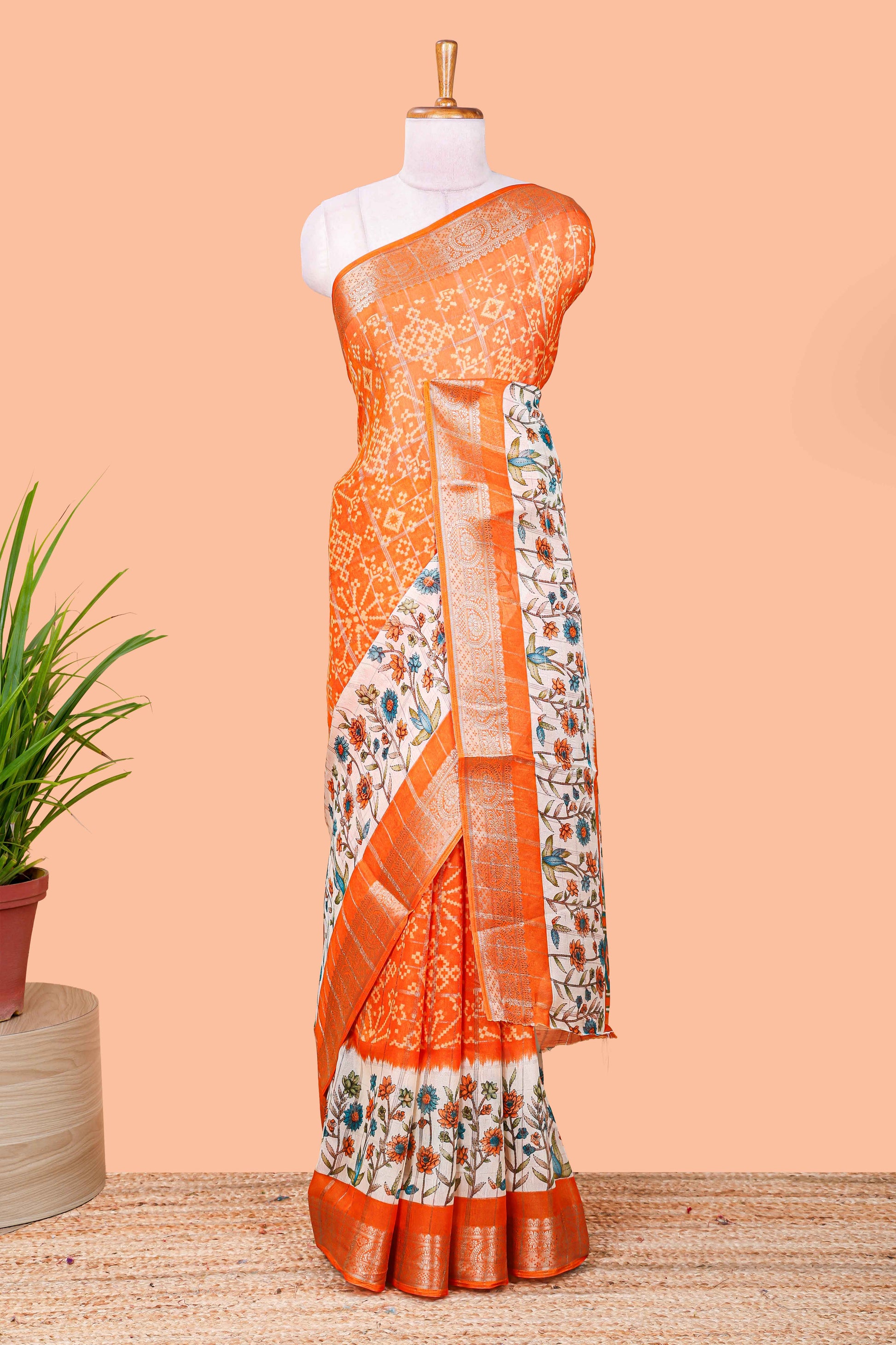 Ikkat inspired floral pattern 