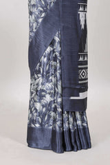 Ikkat pattern pallu styling