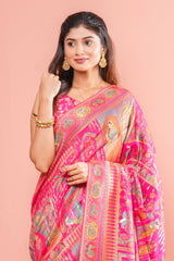 Intricate zari peacock motifs 