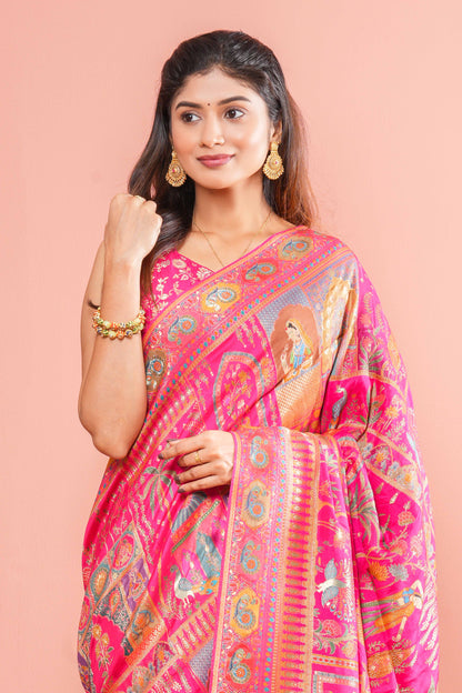 Intricate zari peacock motifs 