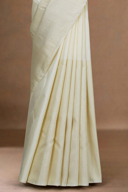 Ivory Kanchipuram silks sare
