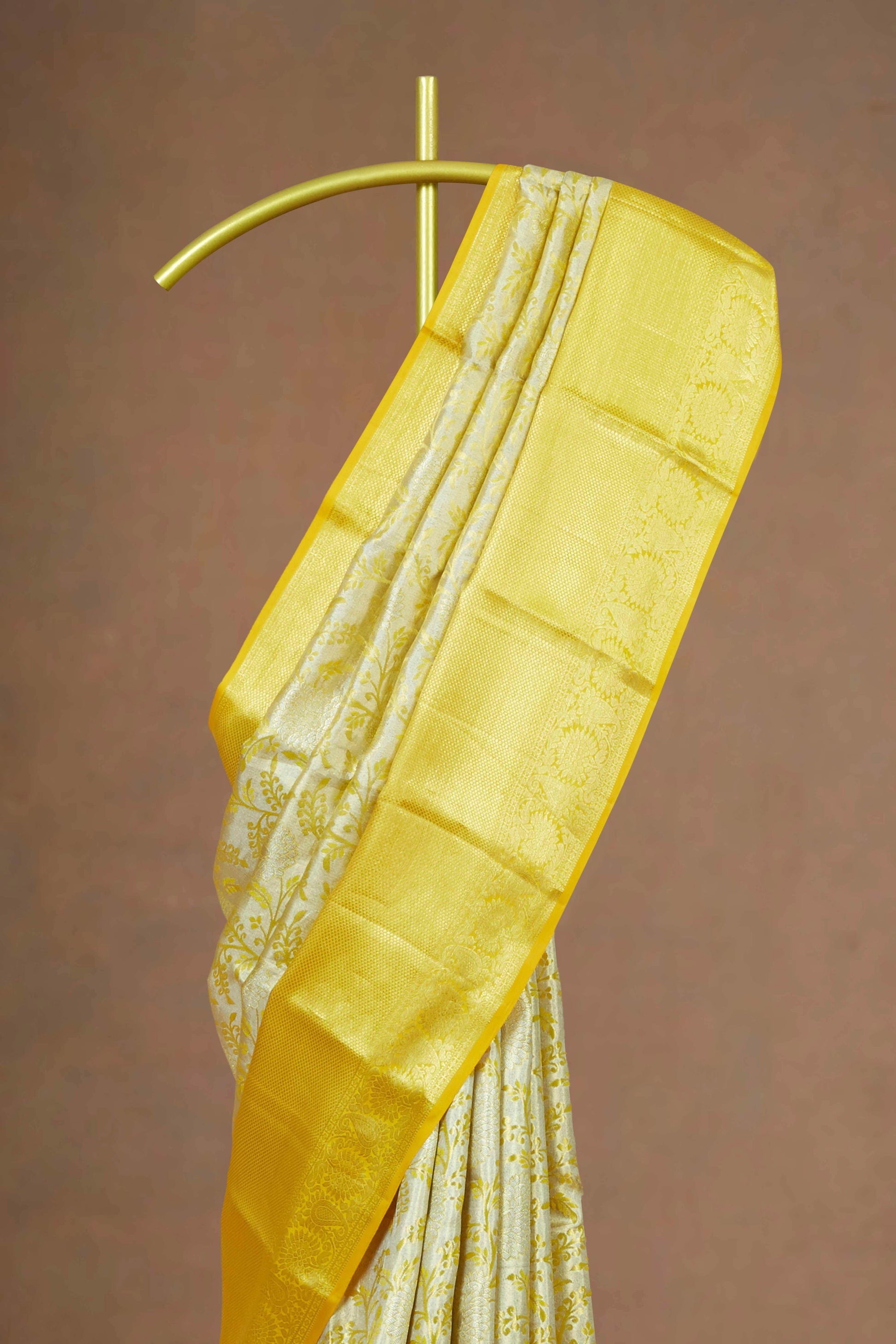 Ivory gold border silk saree

