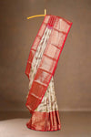 Ivory red silk saree