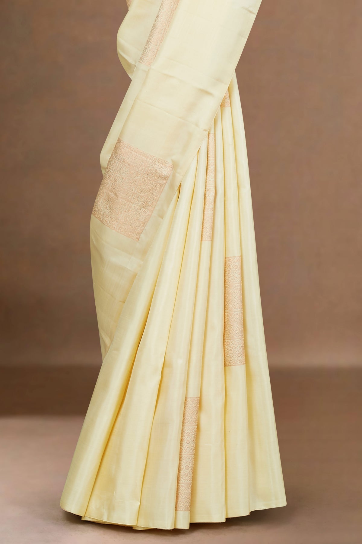 
Ivory zari checks silk saree
