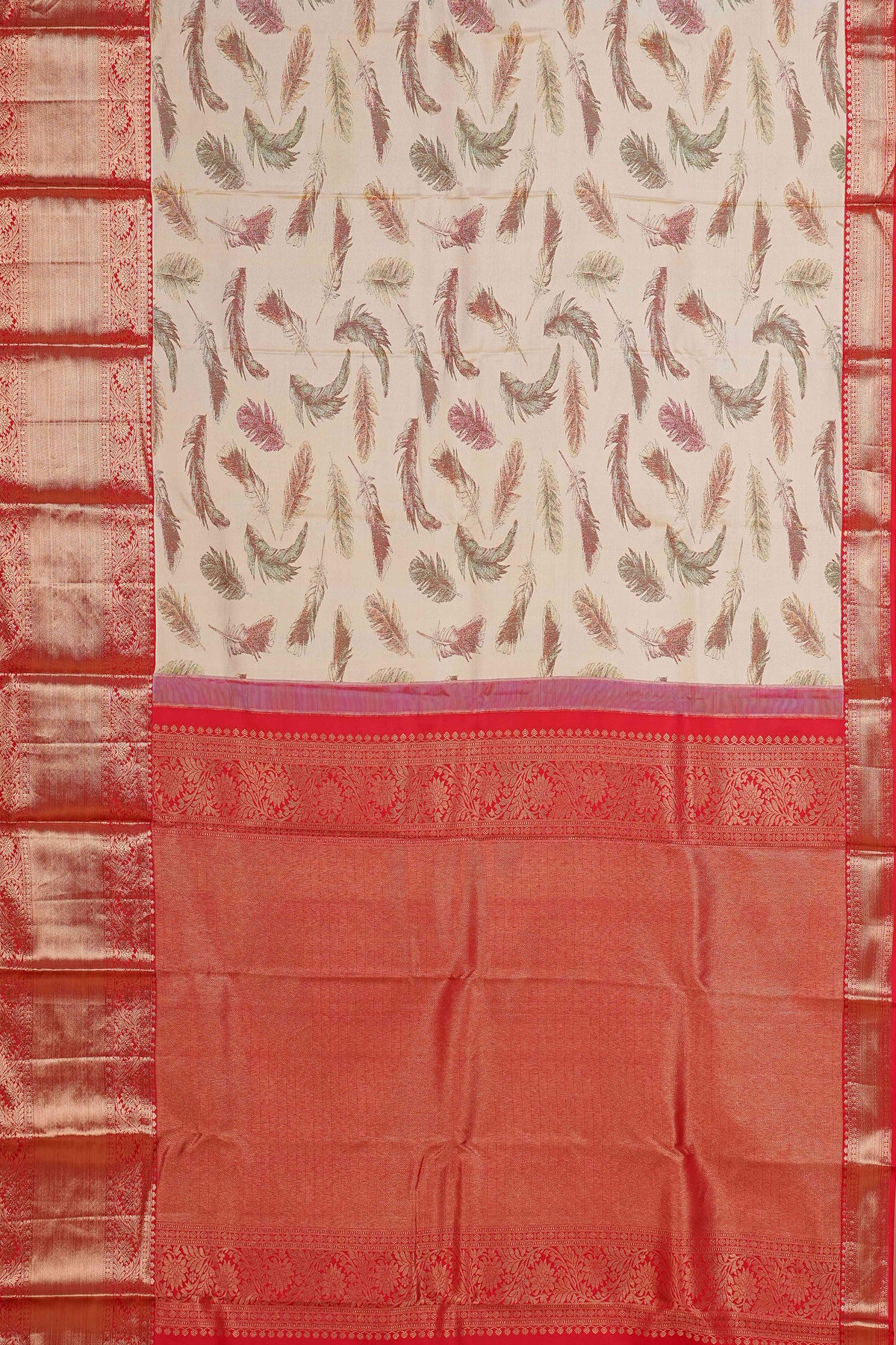 Ivory zari silk saree