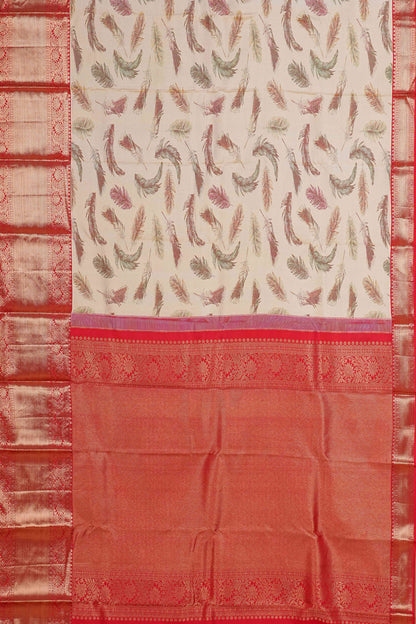 Ivory zari silk saree