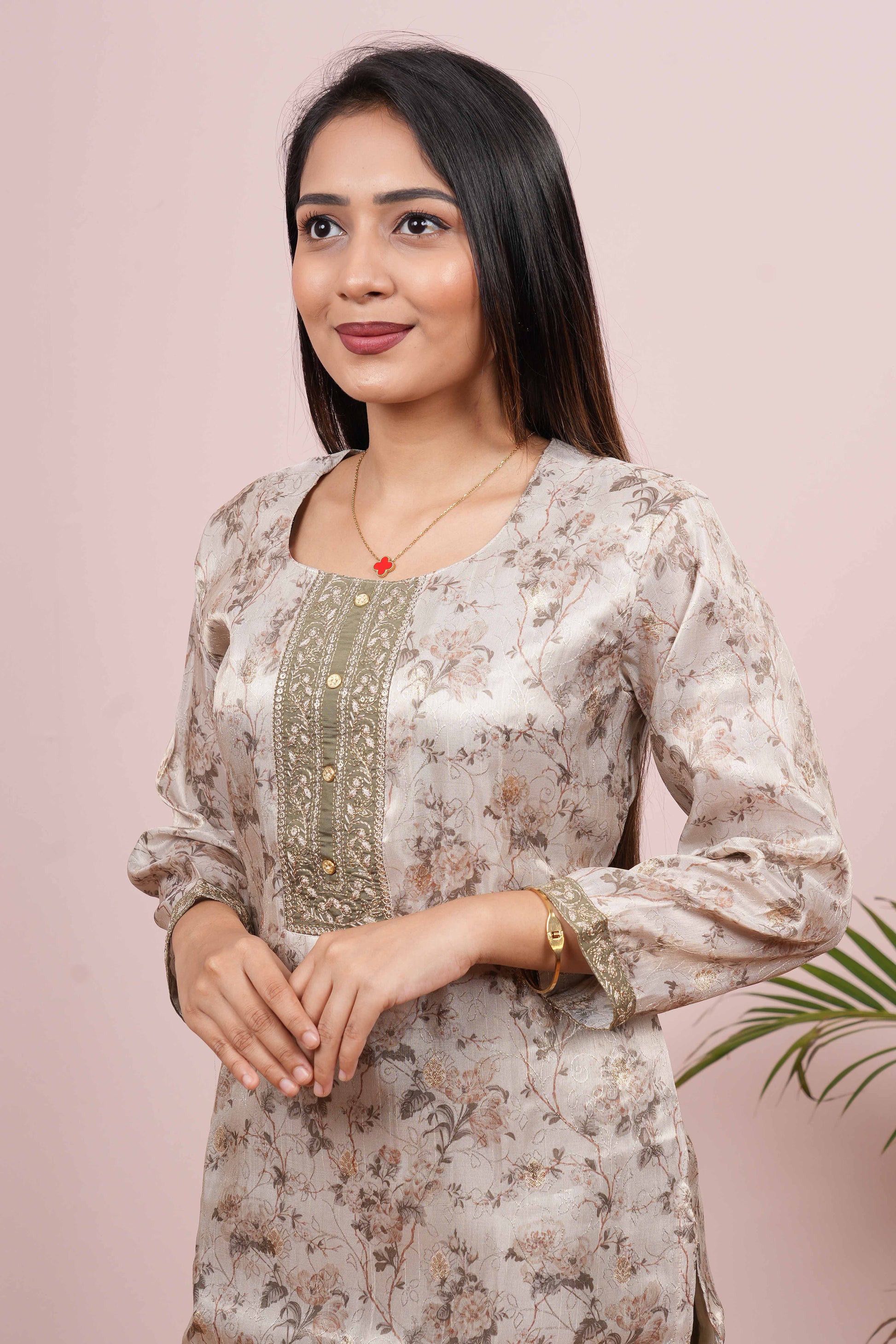 Jacquard embroidered ethnic suit