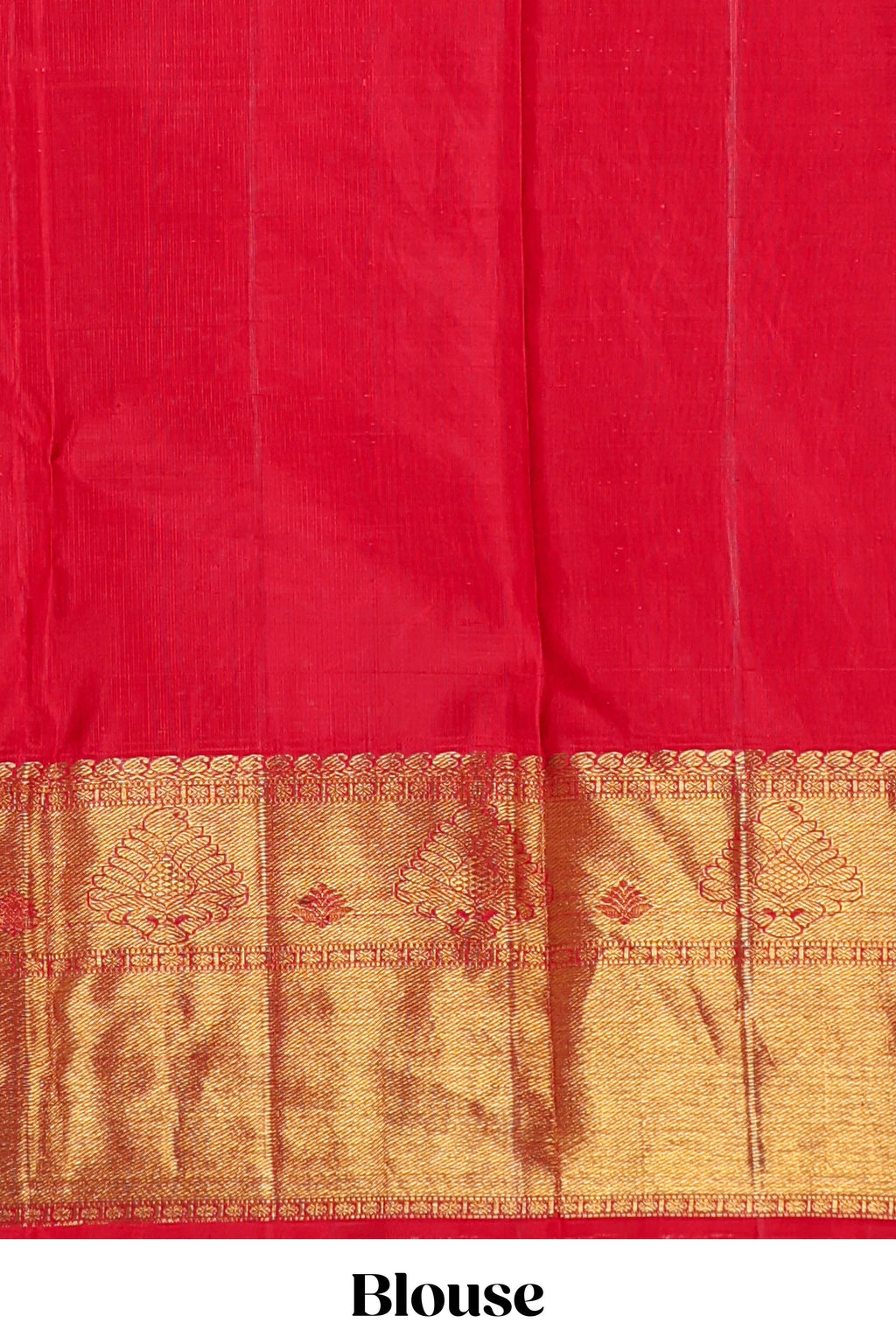 Red floral striped Kanchipuram wedding silk saree with self zari border and zari pallu comes with matching blouse