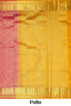 Rani pink paisley motifs Kanchipuram designer silk saree with self zari border and matching blouse