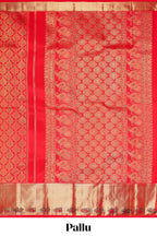 Red floral motifs Kanchipuram wedding silk saree with self zari border and zari pallu comes with matching blouse