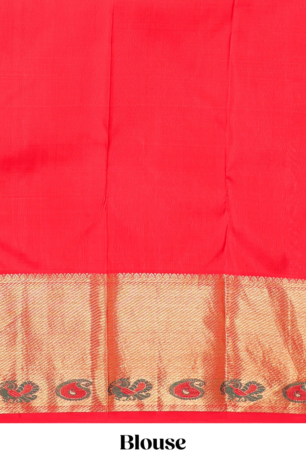Red floral motifs Kanchipuram wedding silk saree with self zari border and zari pallu comes with matching blouse