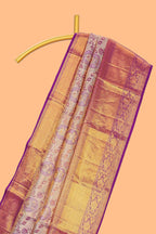 Violet zari floral designed Kanchipuram tissue silk saree with self zari border and zari work pallu comes with matching blouse