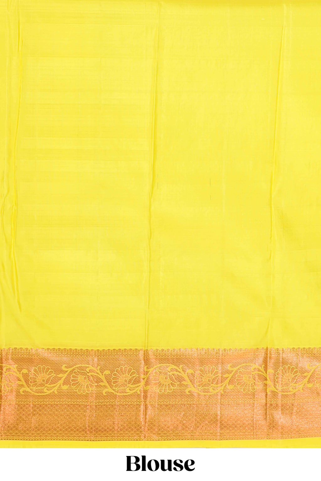 Yellow geometric and floral designed Kanchipuram designer silk saree with self zari border and zari work pallu comes with matching blouse
