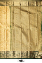Yellow zari designed Kanchipuram traditional silk saree with contrast zari border and zari work pallu comes with blouse