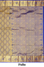 Blue zari designed Kanchipuram silk saree with self zari border and zari work pallu comes with matching blouse