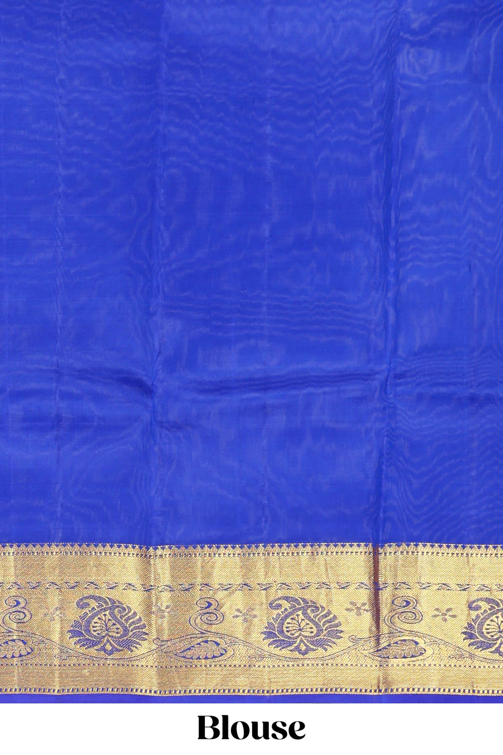 Blue zari designed Kanchipuram silk saree with self zari border and zari work pallu comes with matching blouse