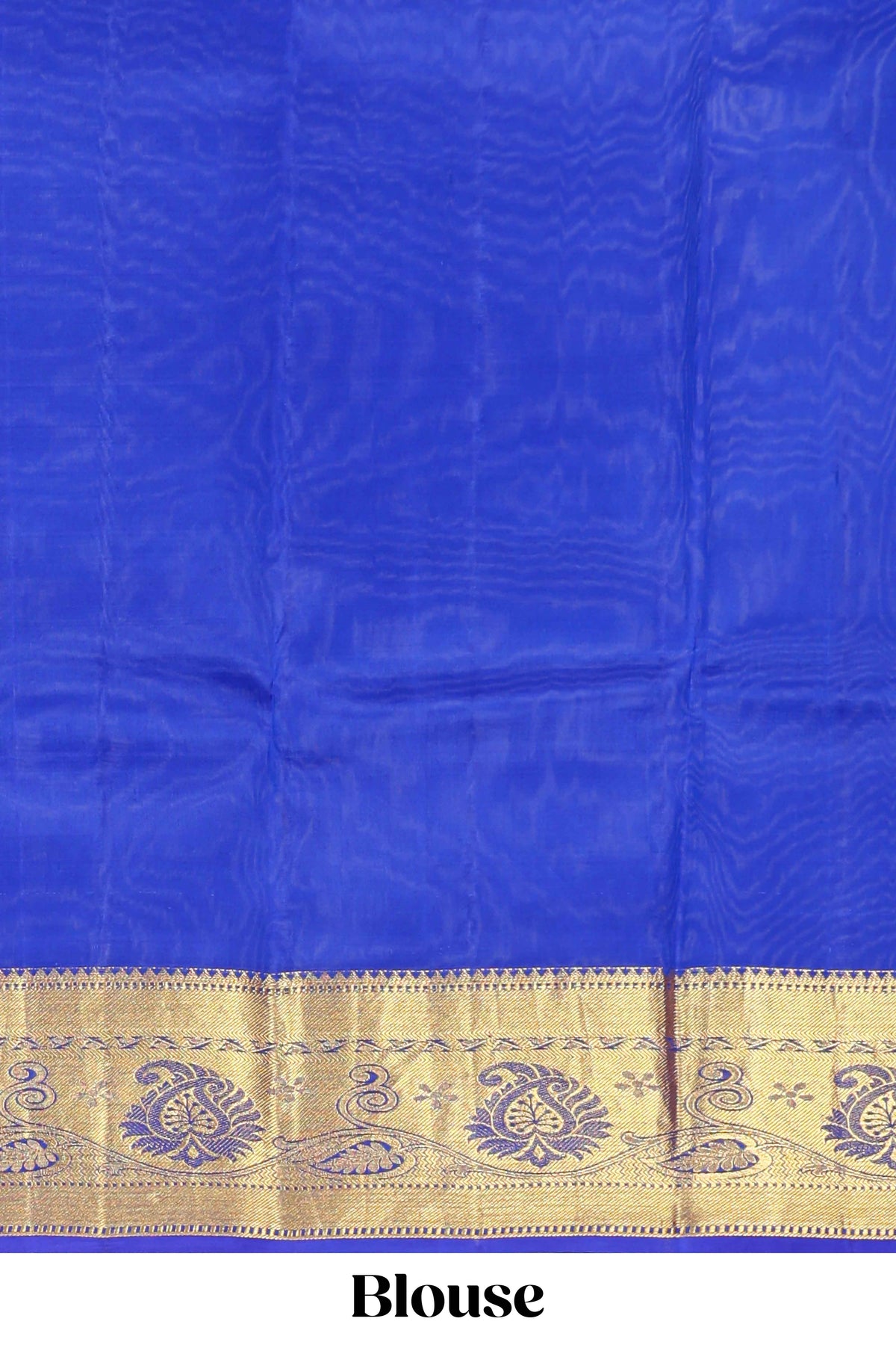 Blue zari designed Kanchipuram silk saree with self zari border and zari work pallu comes with matching blouse