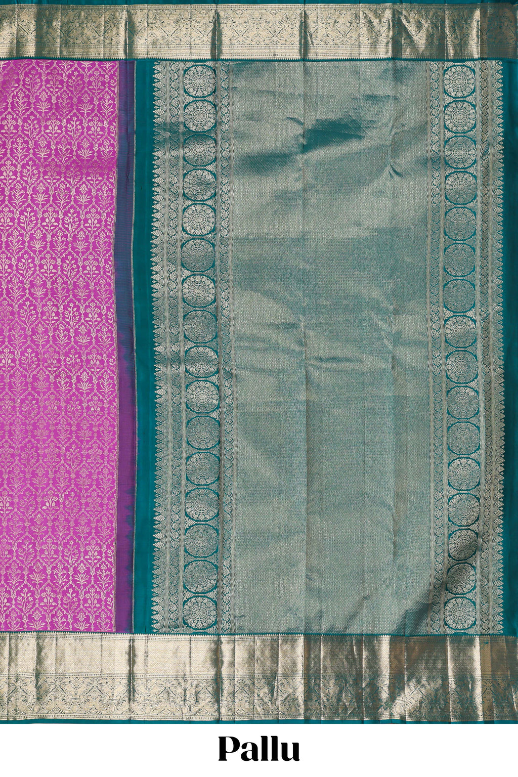 Magenta zari designed Kanchipuram silk saree with contrast zari border and zari work pallu comes with blouse