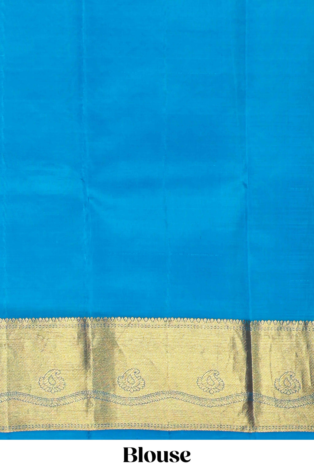 Blue Geometric and butta designed Kanchipuram silk saree with self zari border and zari work pallu comes with matching blouse