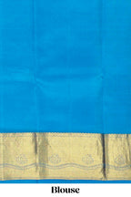 Blue Geometric and butta designed Kanchipuram silk saree with self zari border and zari work pallu comes with matching blouse