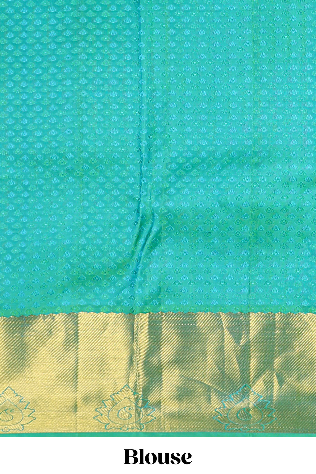 Green geometric and butta designed Kanchipuram vairaooi and checks silk saree with self zari border and zari work pallu comes with matching blouse