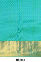 Green geometric and butta designed Kanchipuram vairaooi and checks silk saree with self zari border and zari work pallu comes with matching blouse