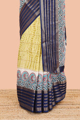 Kalamkari peacock motif pallu