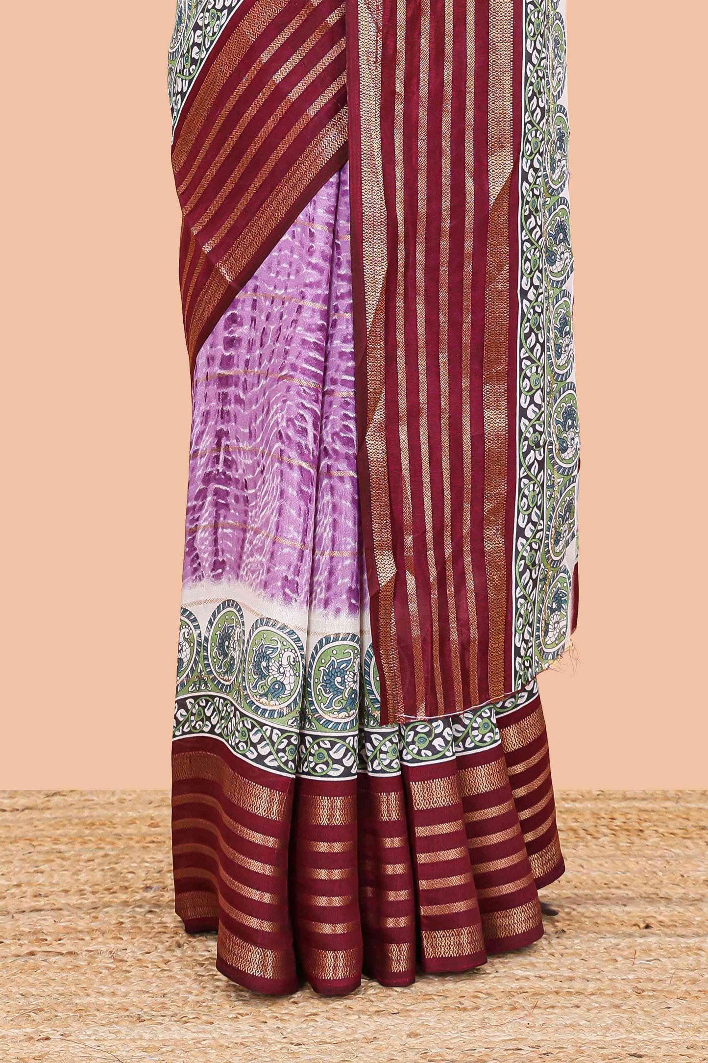 Kalamkari peacock pallu design