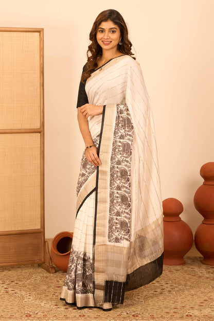 Kalamkari saree with paring blouse