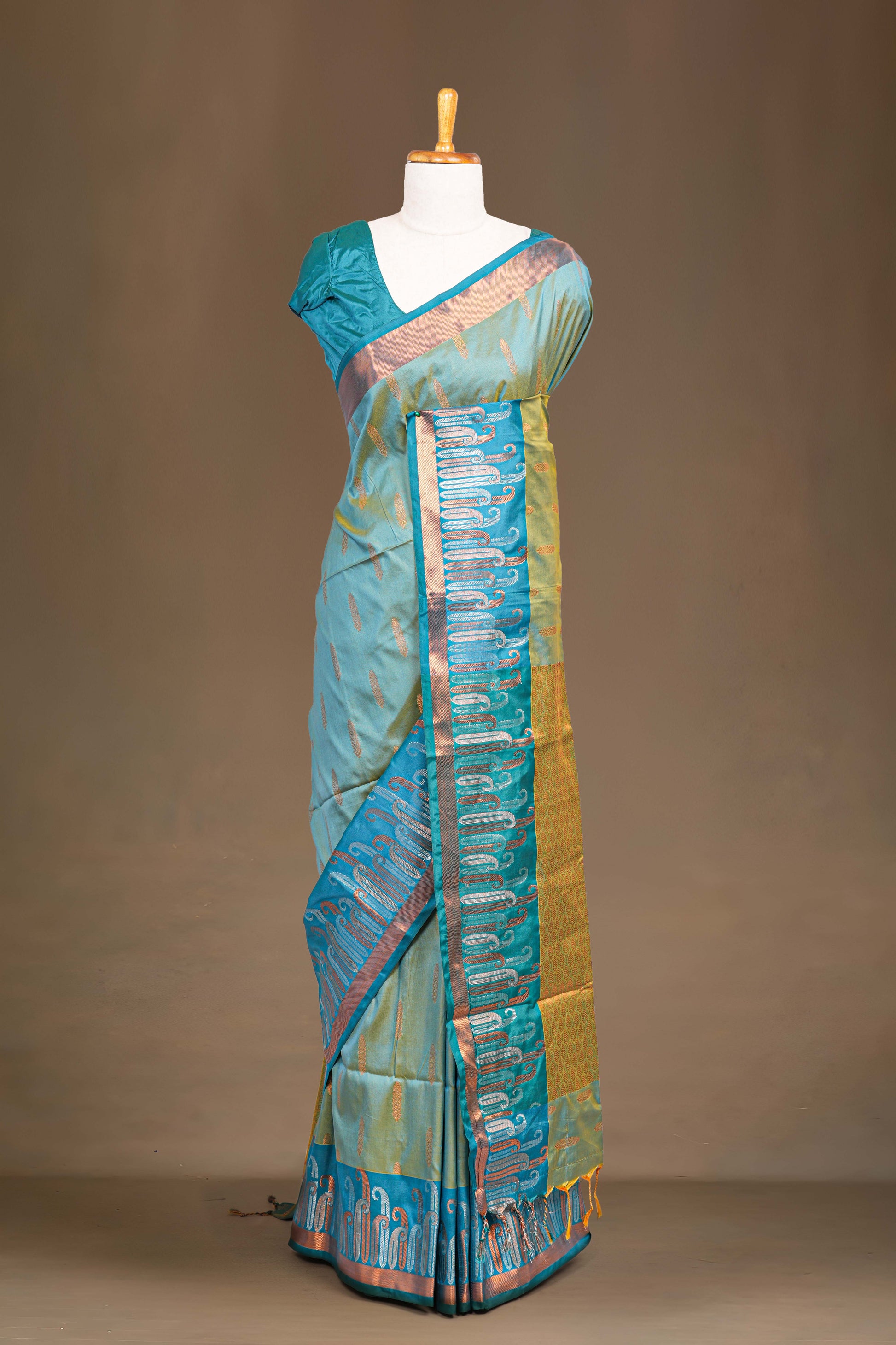 Kathan silk contrast border saree
