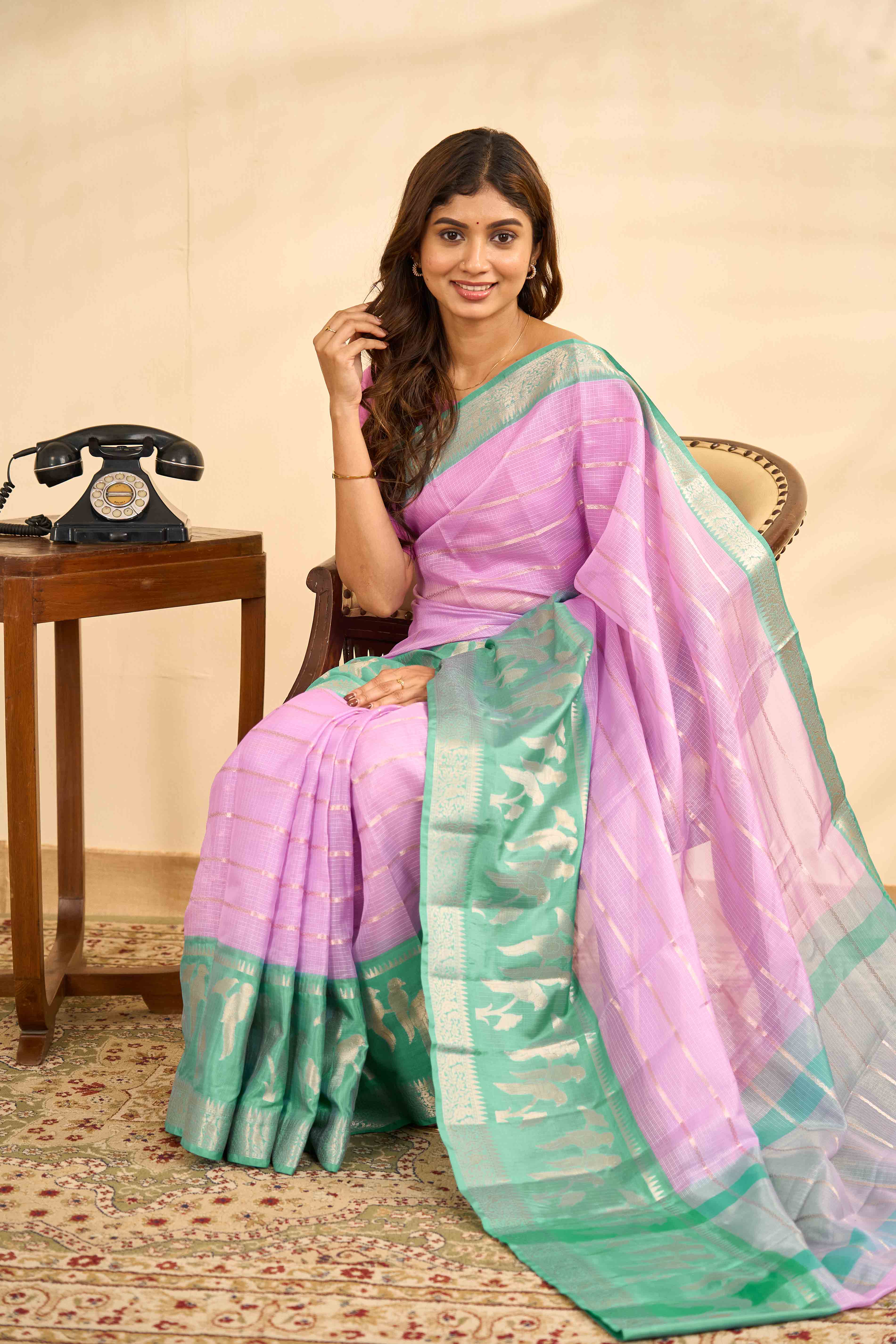 Kota cotton saree with classic border and pallu
