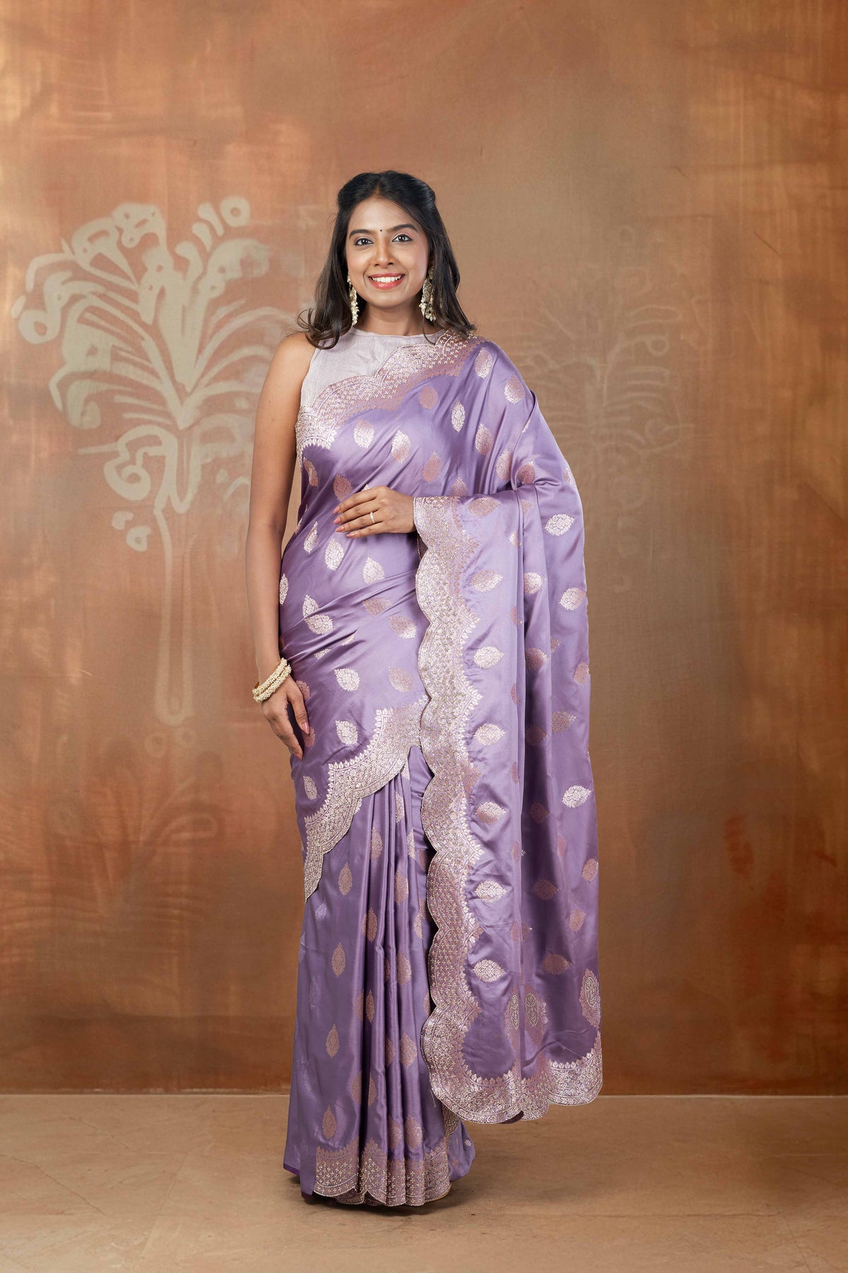 Lavender Banaras Satin