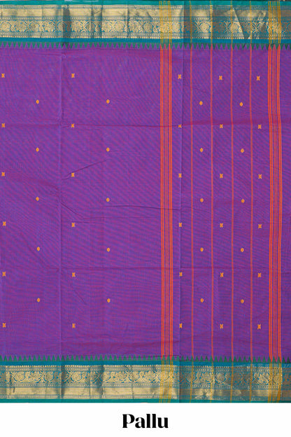 Lavender Chettinad cotton saree pallu design