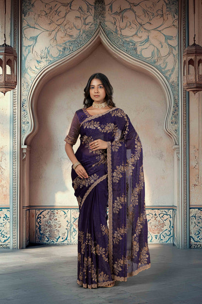 Lavender Designer Sarees