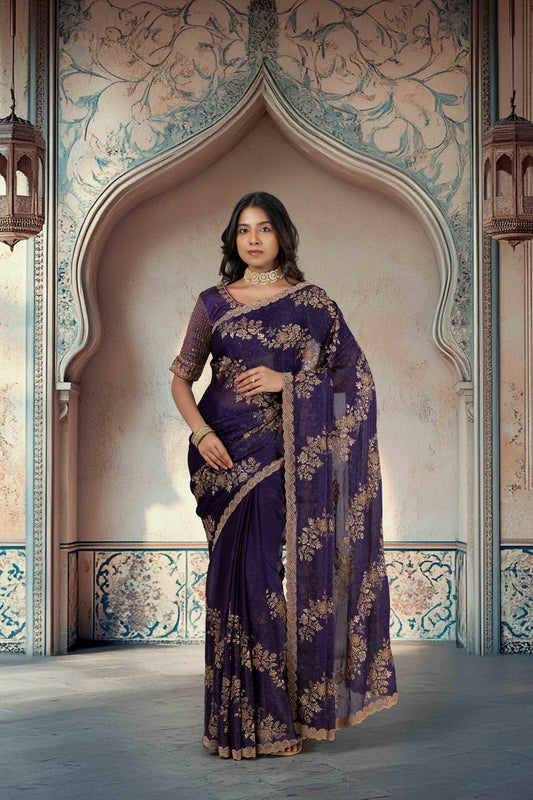 Lavender Designer Sarees
