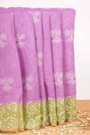 Lavender Jaipur print linen saree