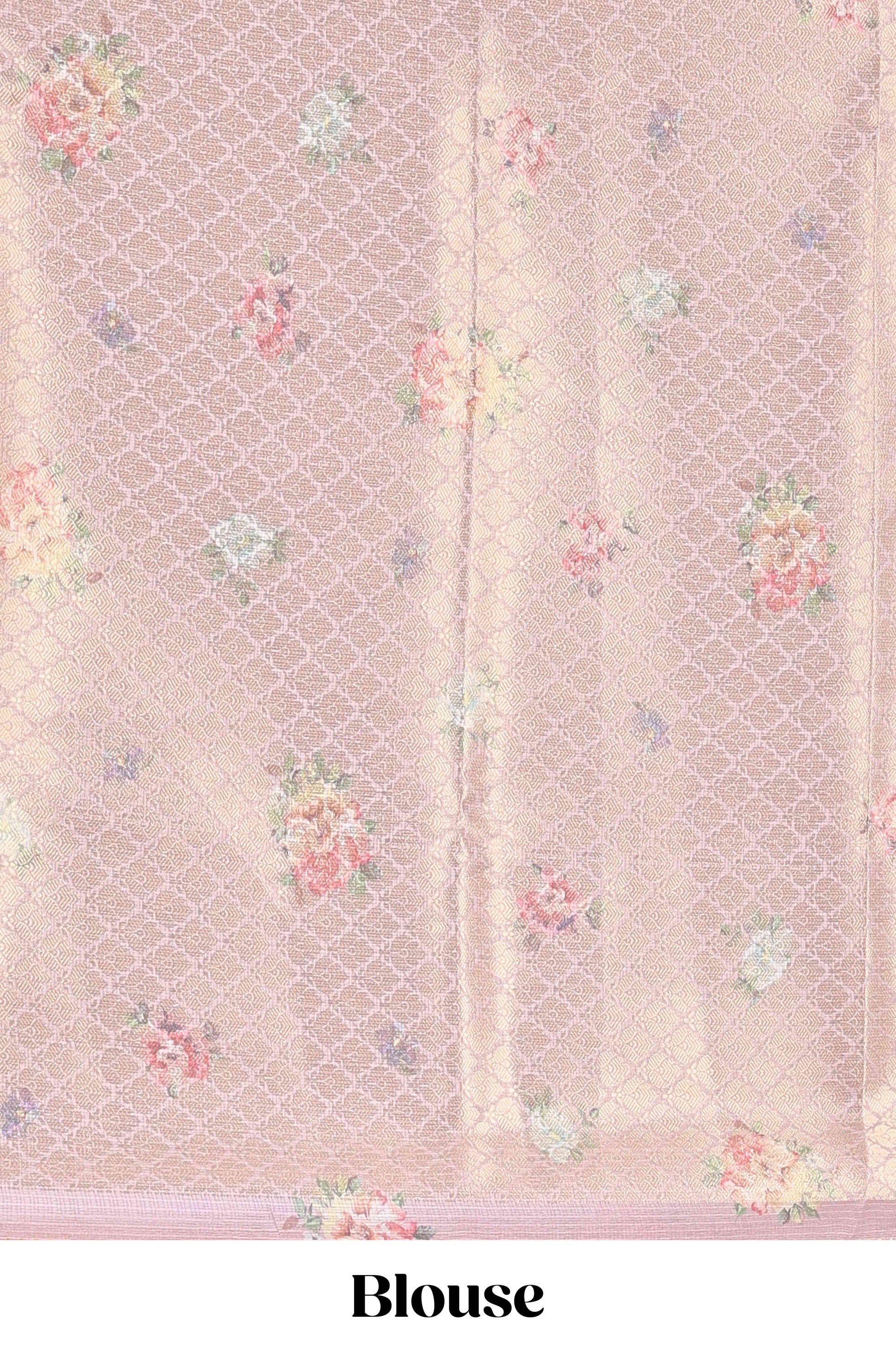 Lavender Kota Silk Cotton Saree with Classic Border Design